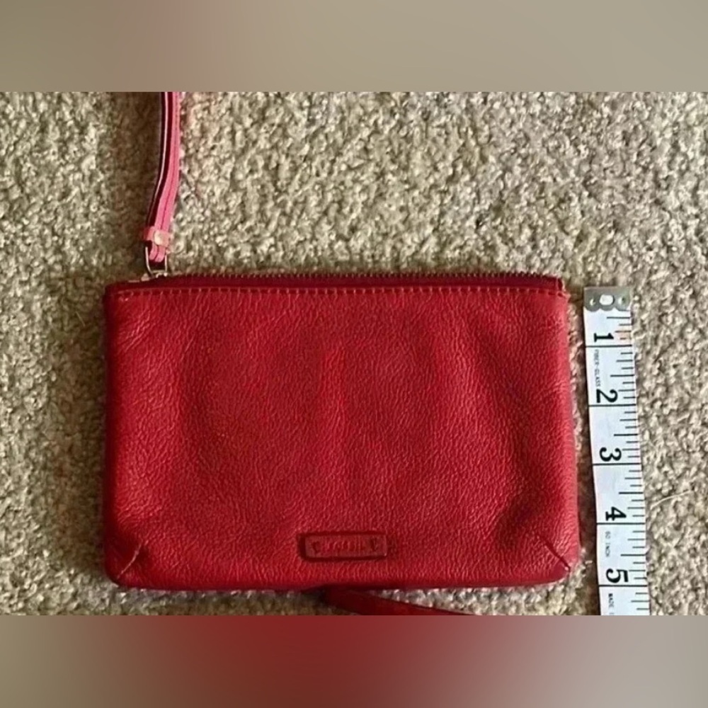 Red Leather Fossil Clutch Bag Like New - Picture 6 of 12